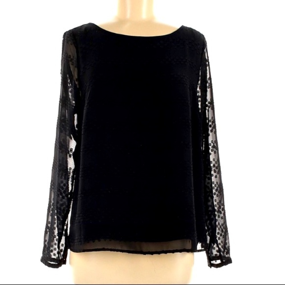 Covington long sleeve black oval texture blouse medium classic modern shirt